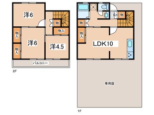 相原タウンハウス4号棟(401)の物件間取画像